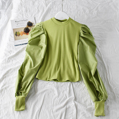 Bubble Shirt Sleeve Stitching Fake Two Shirts