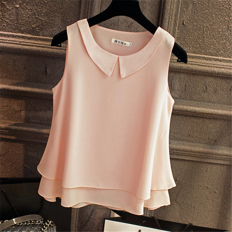Woman Sleeveless Top Plus Size Korean Office Lady Shirt