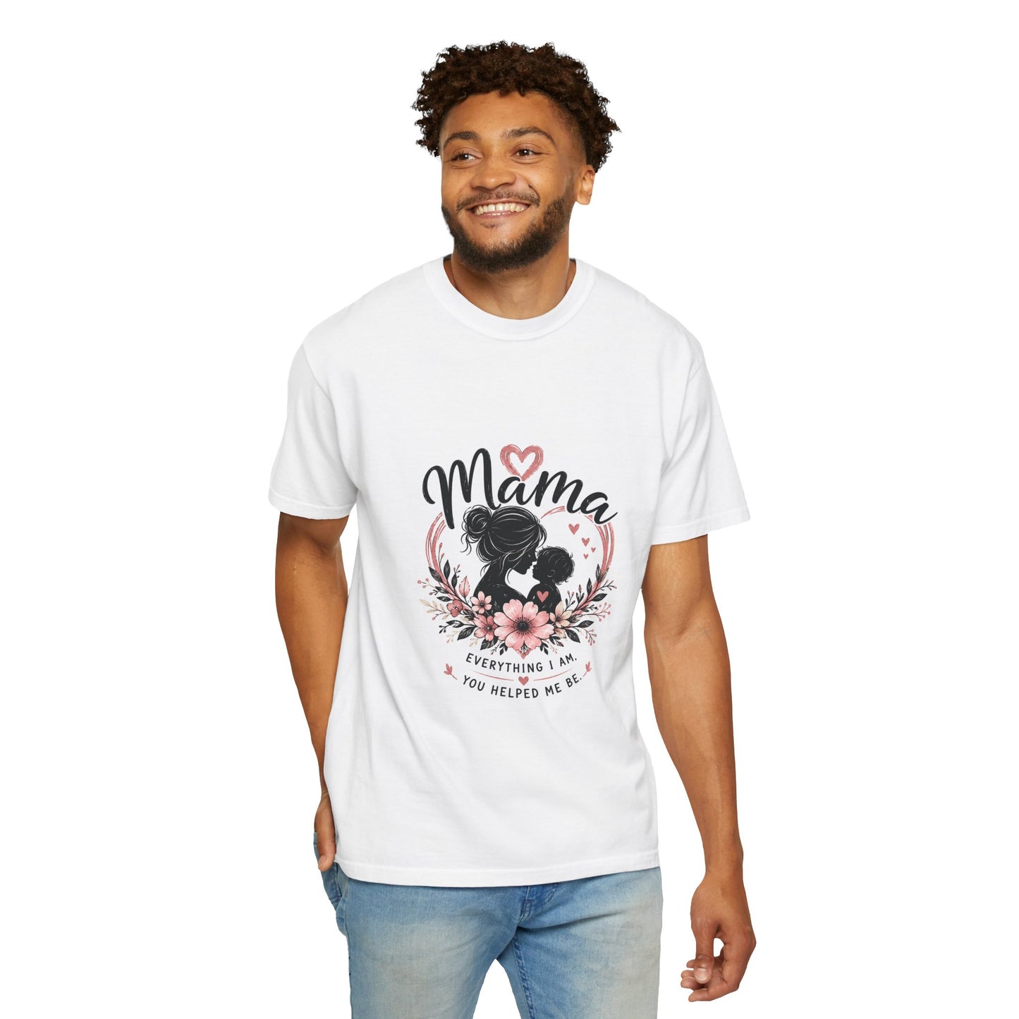 Mother & Child Silhouette Tee — Vintage Garment-Dyed Love & Gratitude T-Shirt I Mother's Day Tee