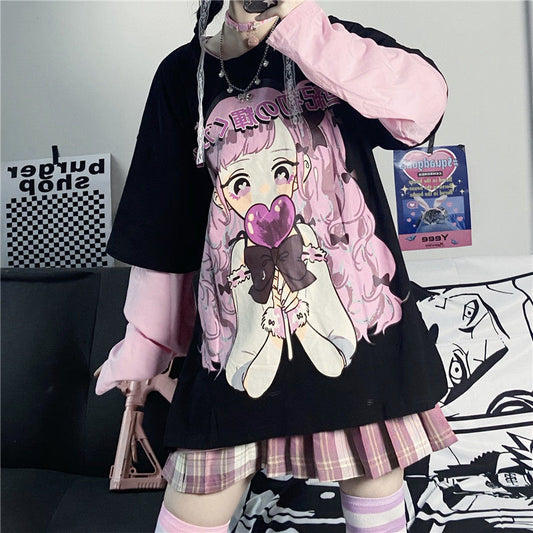 Wild Two-Dimensional Printing Fake Two T-Shirts