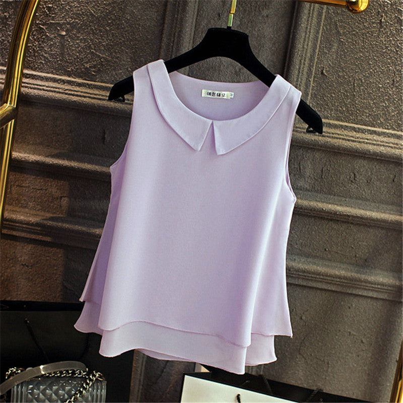 Woman Sleeveless Top Plus Size Korean Office Lady Shirt