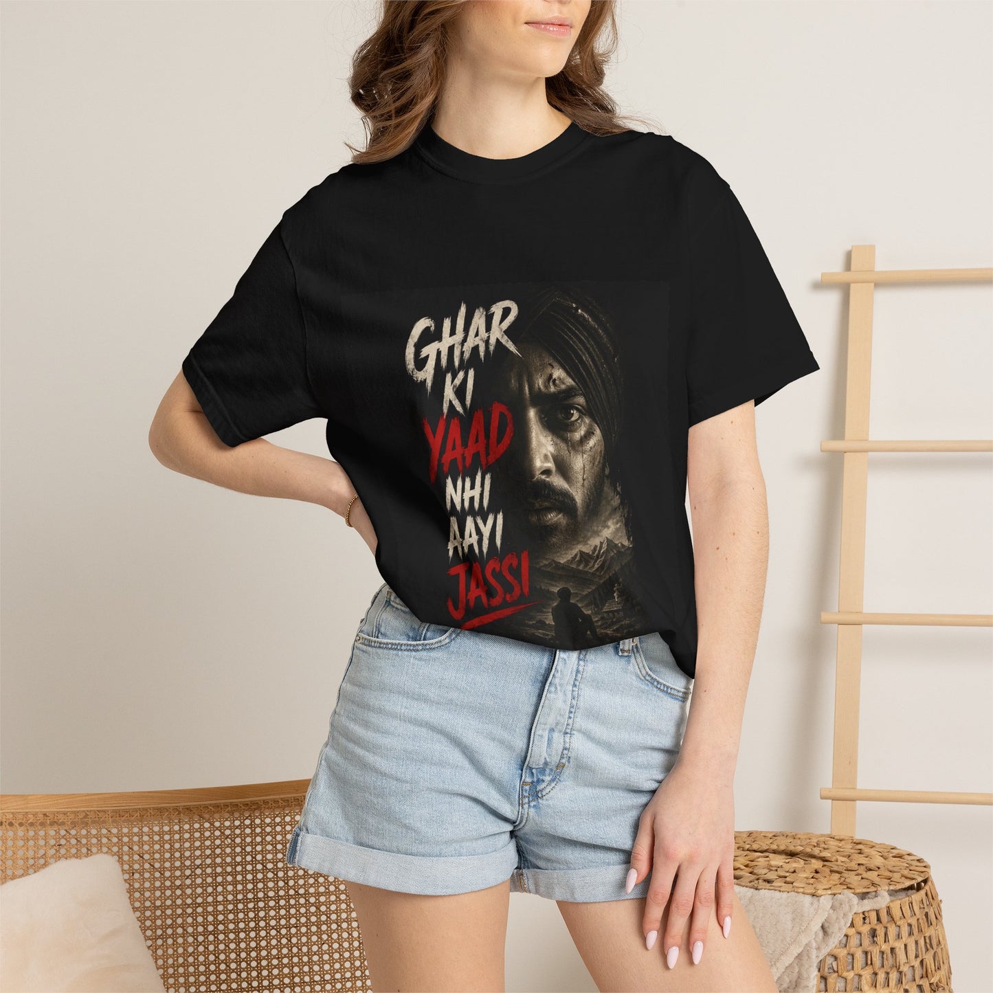 Ghar Ki Yaad Nahi Aayi Jassi Tee — Garment-Dyed Vintage Portrait T-Shirt