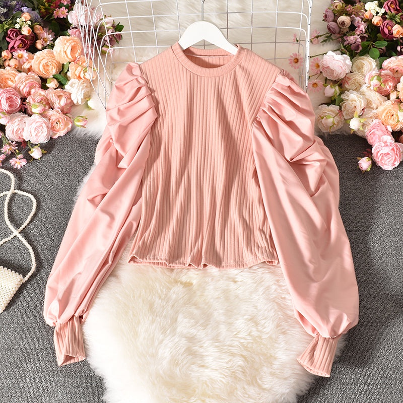 Bubble Shirt Sleeve Stitching Fake Two Shirts