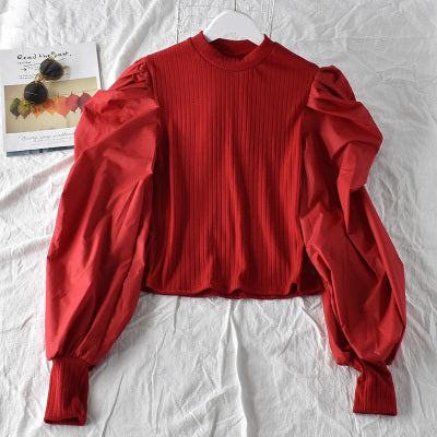 Bubble Shirt Sleeve Stitching Fake Two Shirts