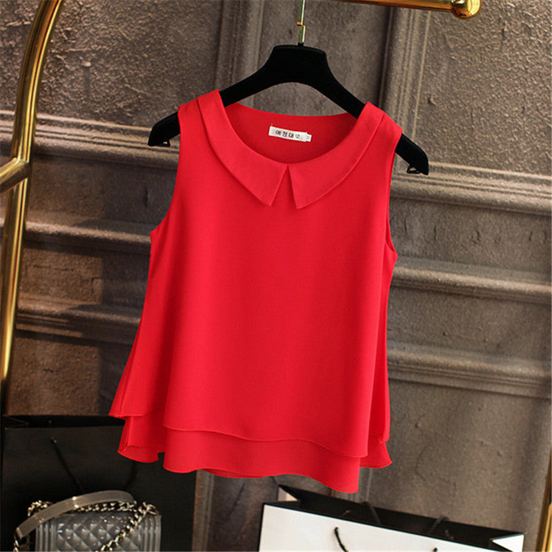 Woman Sleeveless Top Plus Size Korean Office Lady Shirt