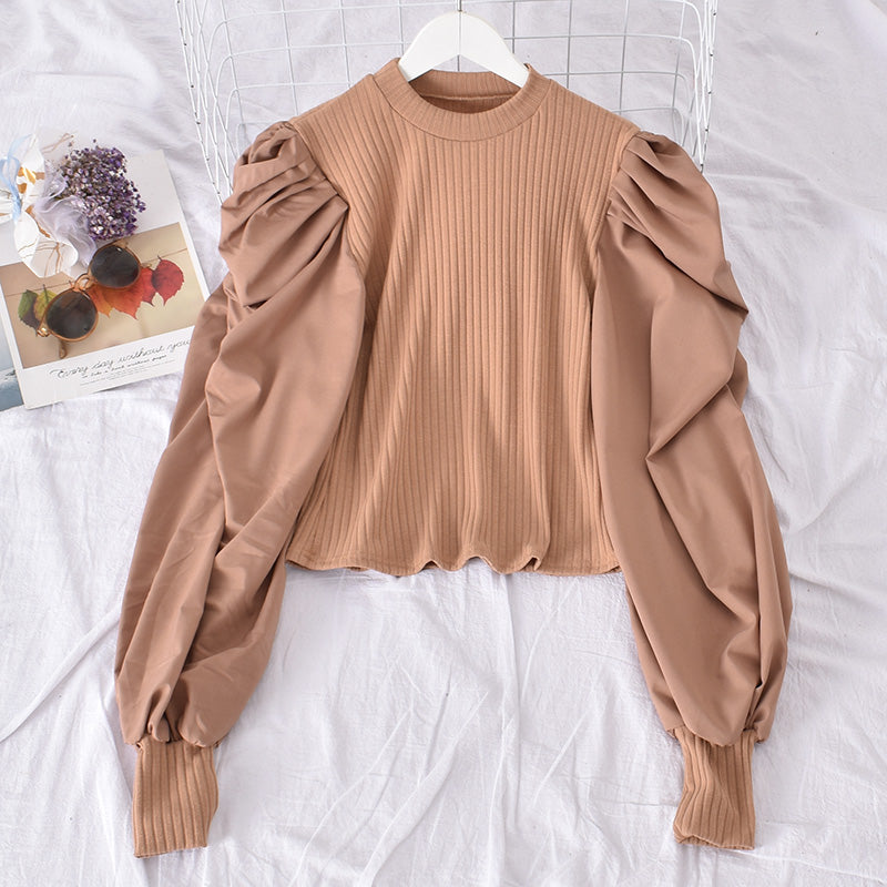 Bubble Shirt Sleeve Stitching Fake Two Shirts