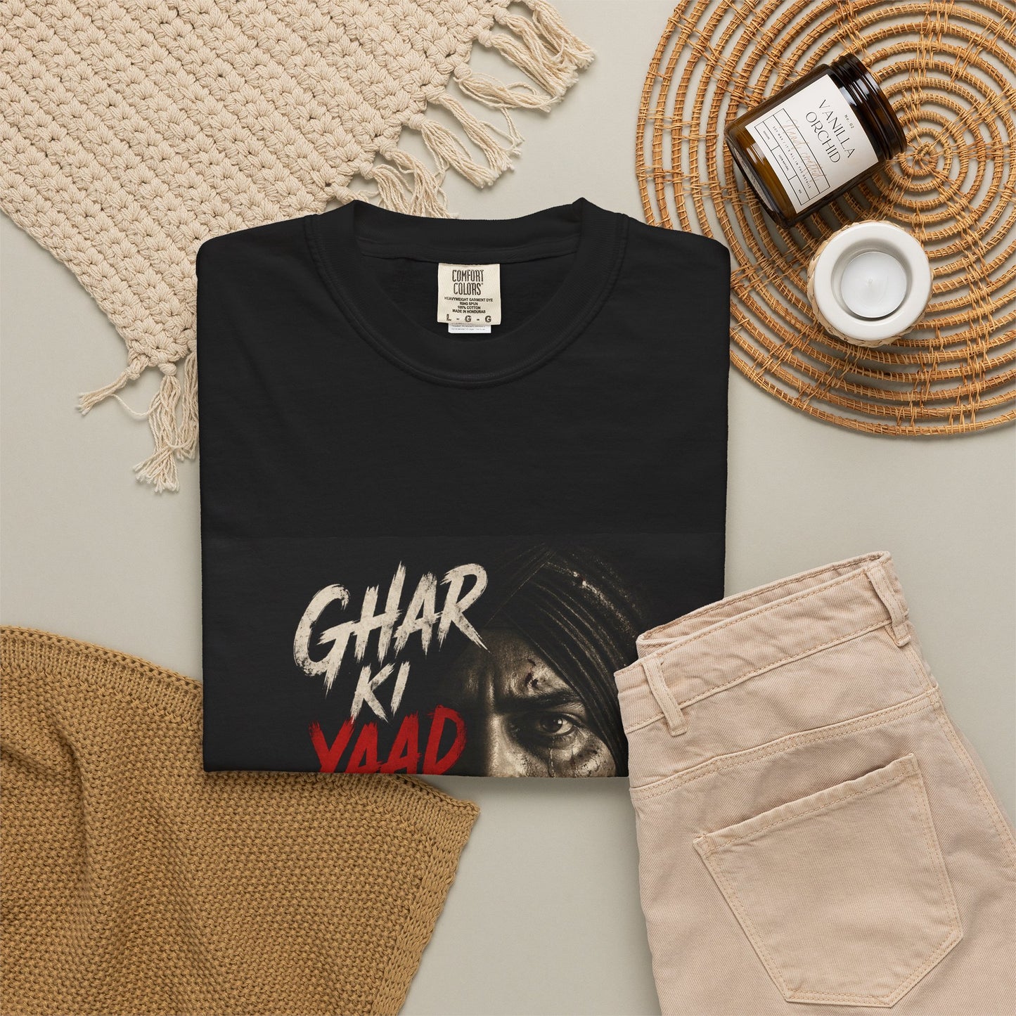 Ghar Ki Yaad Nahi Aayi Jassi Tee — Garment-Dyed Vintage Portrait T-Shirt
