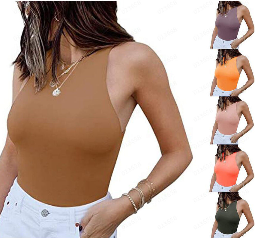 ReoRia Womens Sleeveless Halter Bodysuit
