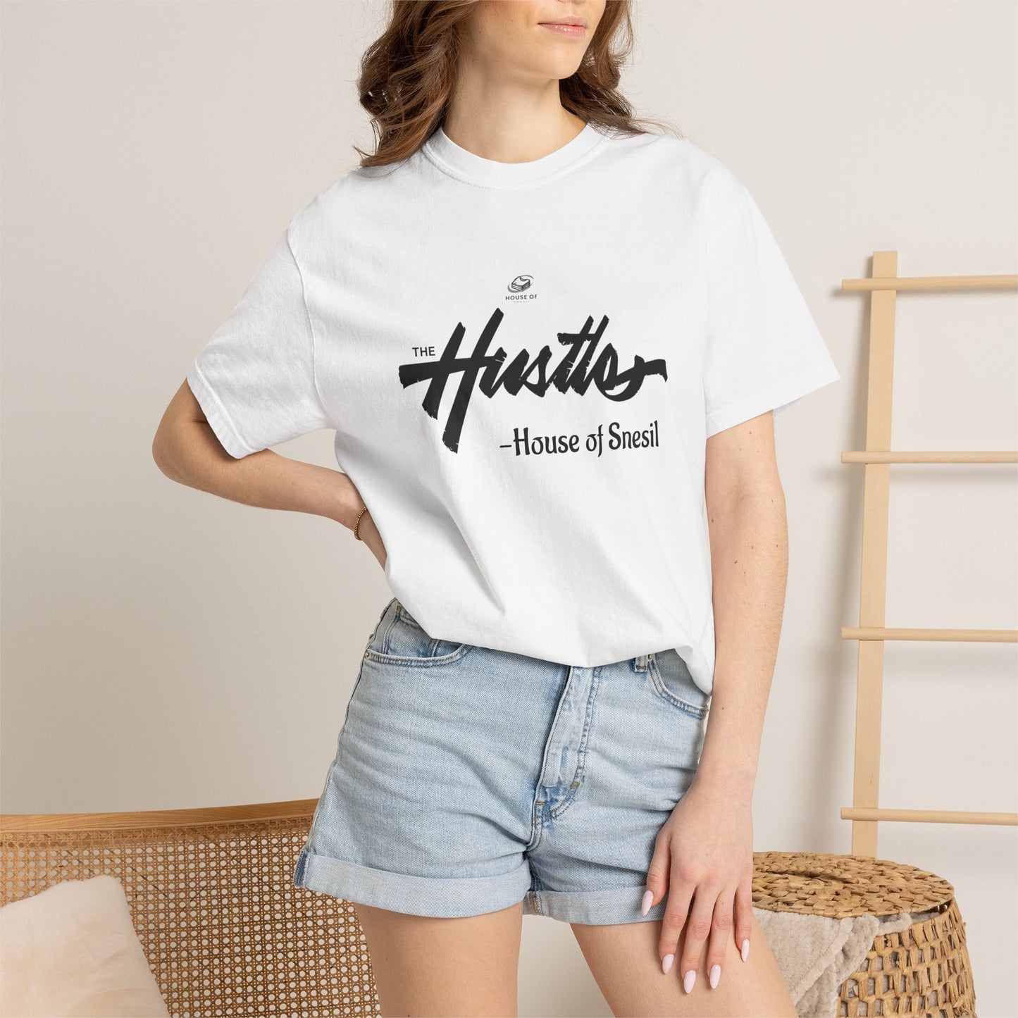 Garment-Dyed Script Chest Tee — 'Personal Motto' Relaxed Cotton T-Shirt