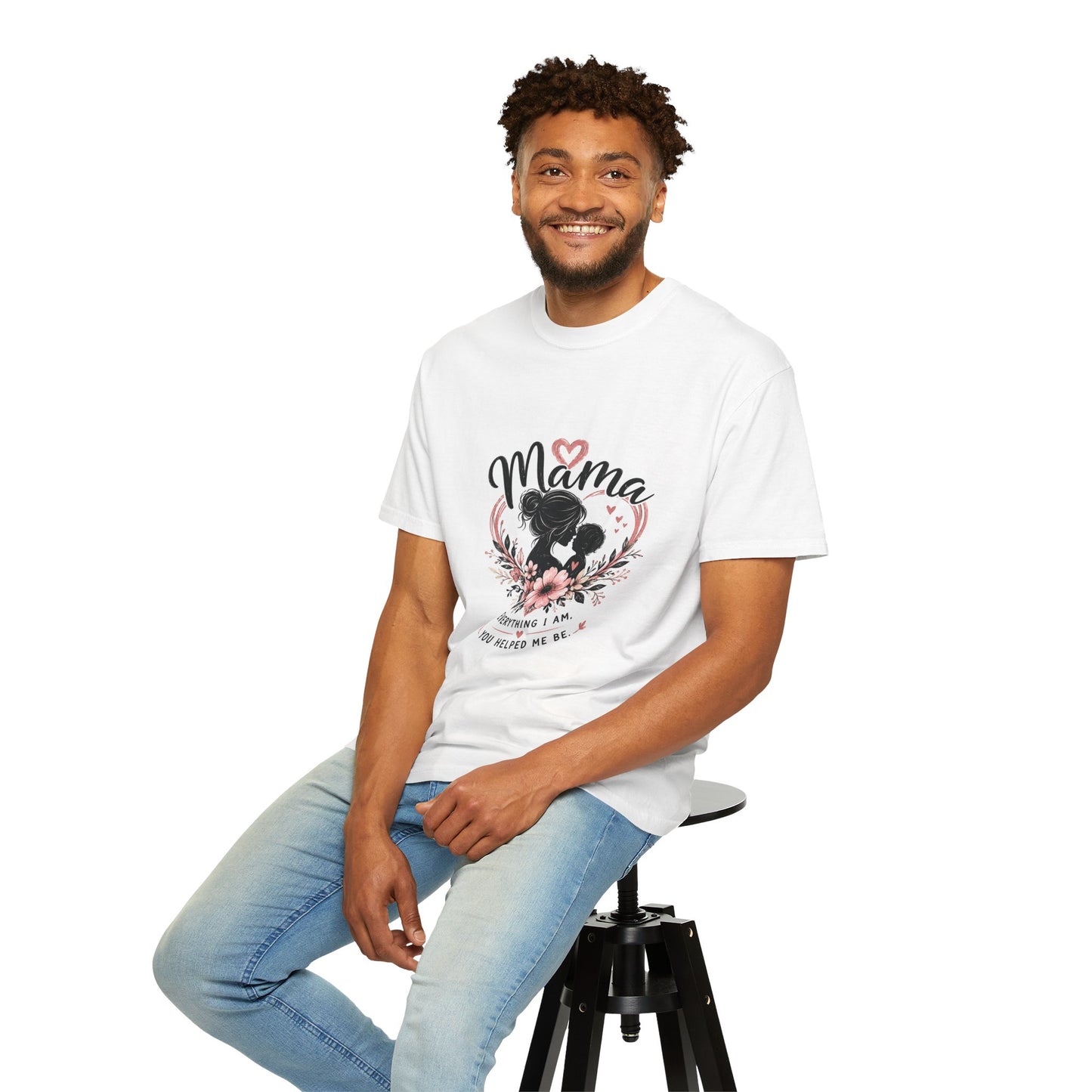 Mother & Child Silhouette Tee — Vintage Garment-Dyed Love & Gratitude T-Shirt I Mother's Day Tee