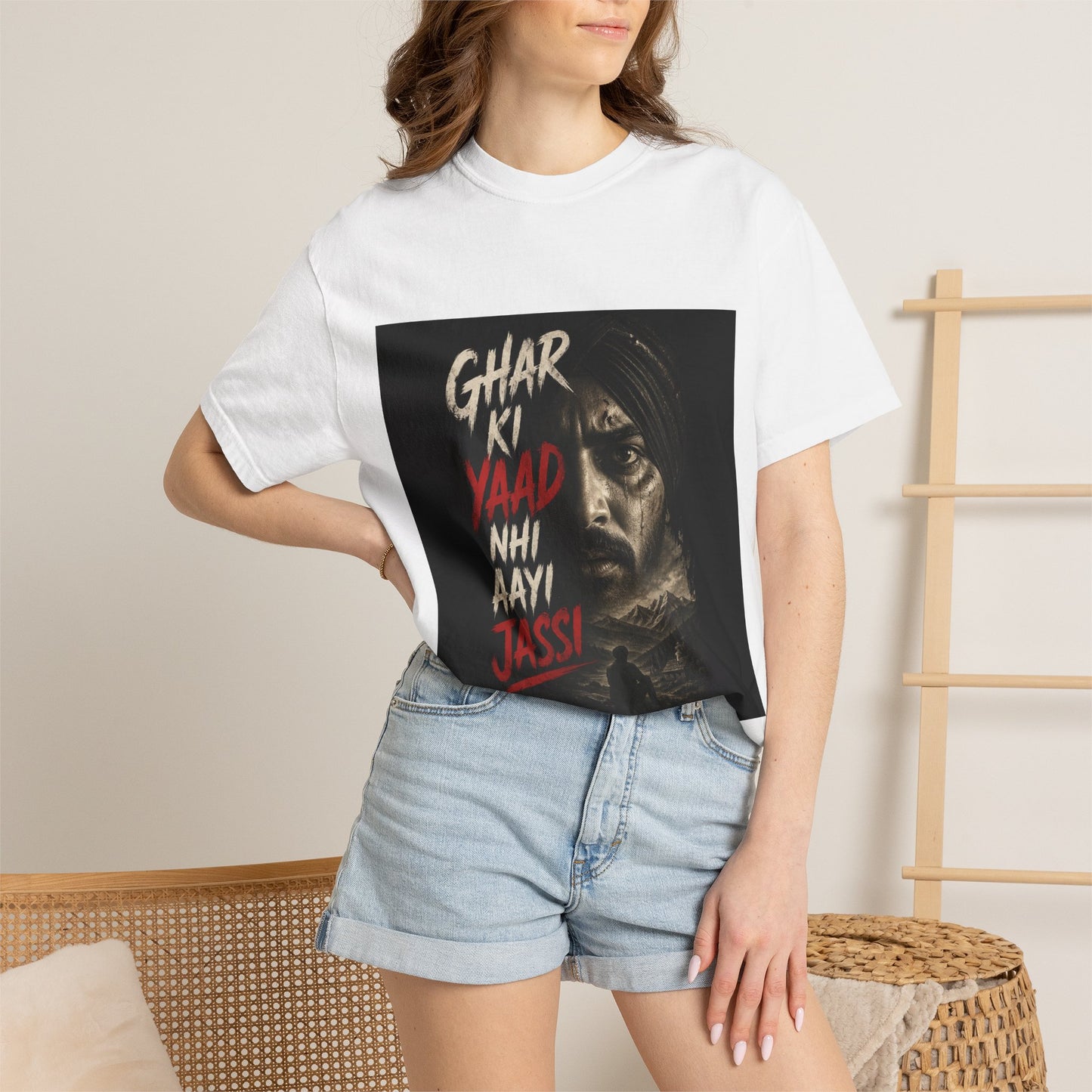 Ghar Ki Yaad Nahi Aayi Jassi Tee — Garment-Dyed Vintage Portrait T-Shirt
