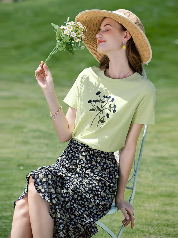 Fashion Cotton Short Sleeve T-shirt Woman