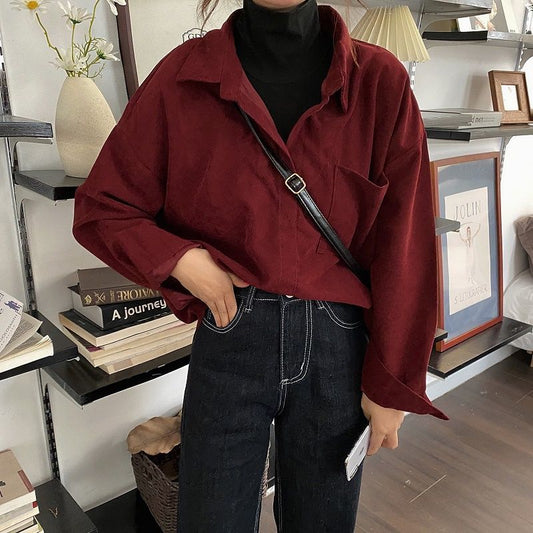 Design Sense Niche Shirts Retro Hong Kong Flavor Fake Two-piece Tops
