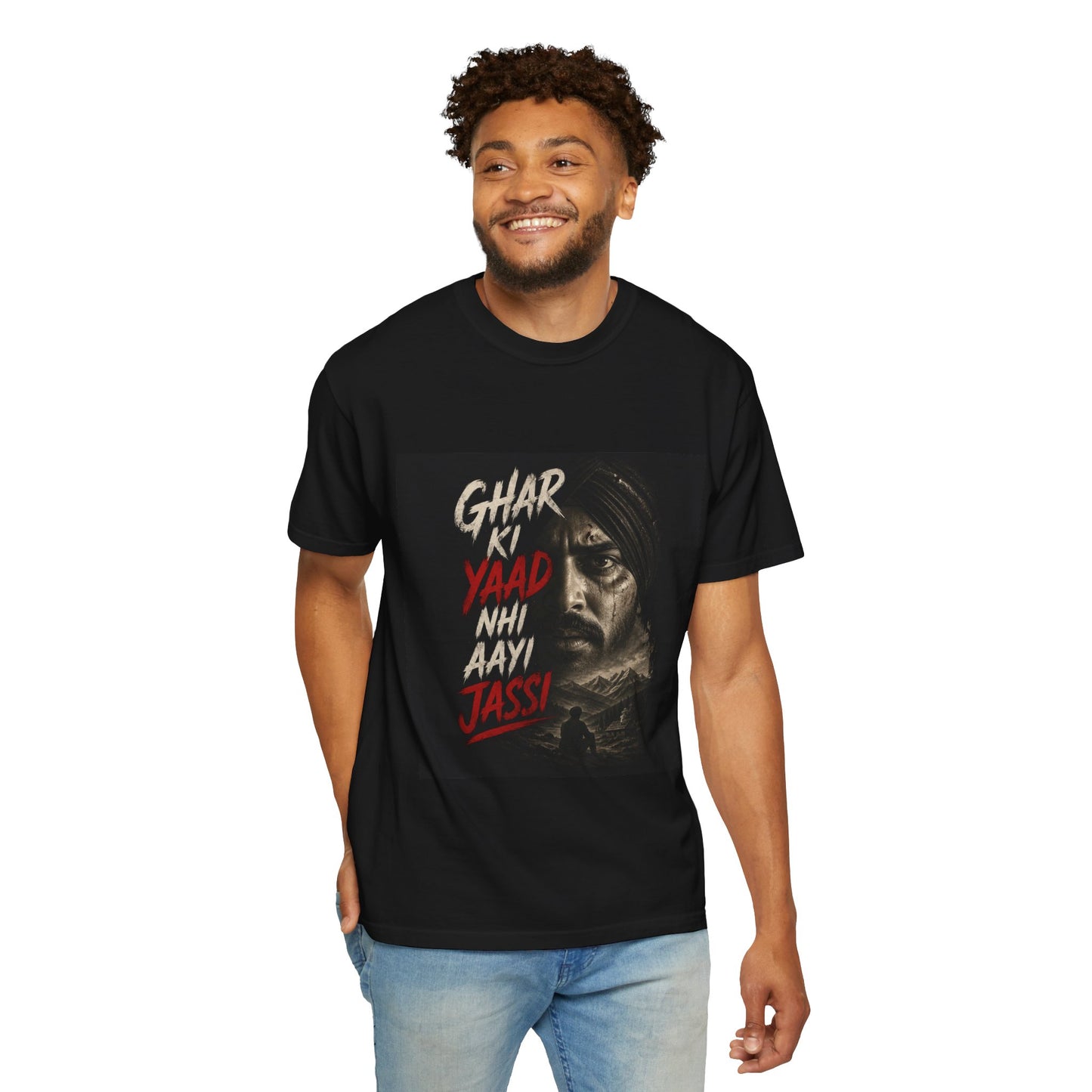 Ghar Ki Yaad Nahi Aayi Jassi Tee — Garment-Dyed Vintage Portrait T-Shirt