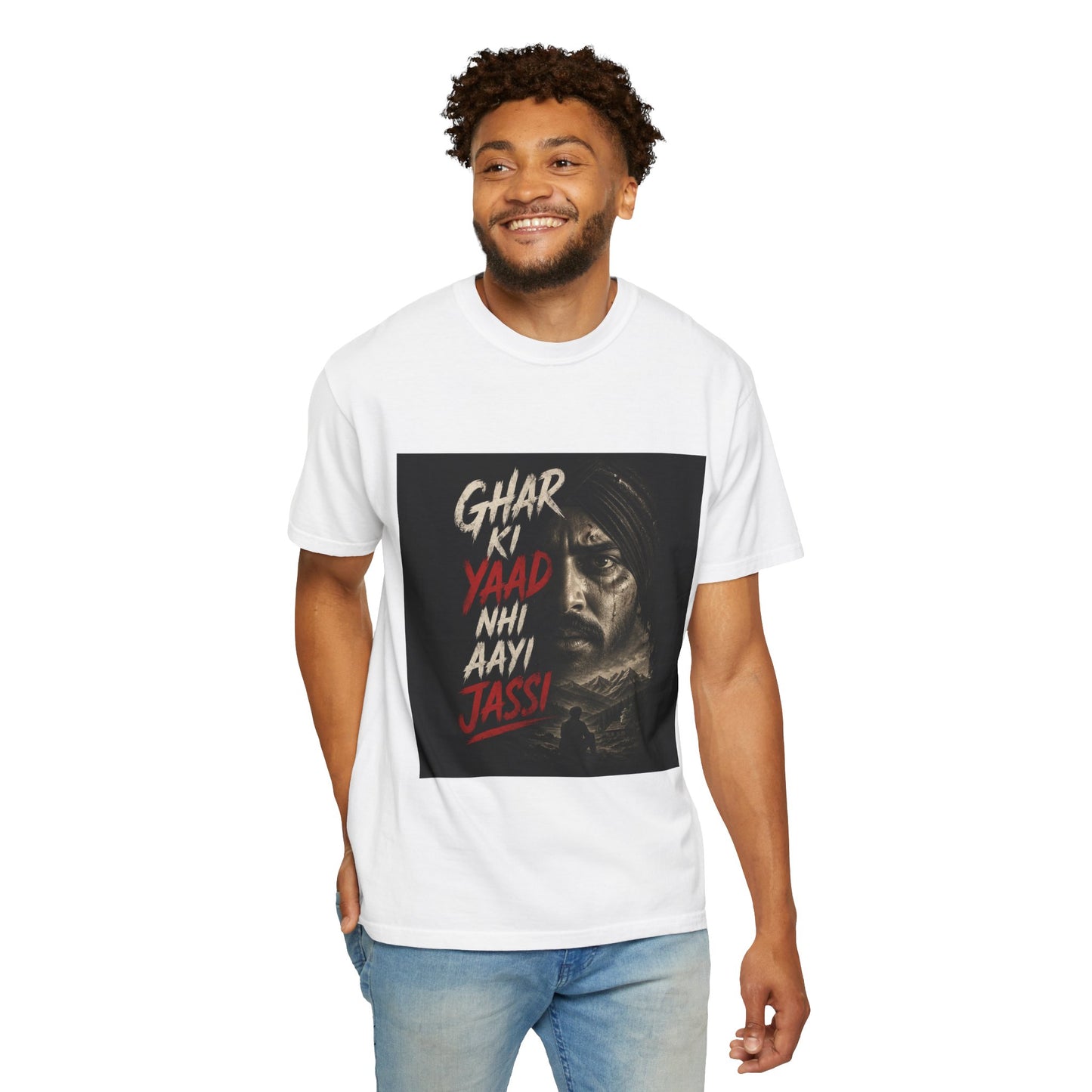 Ghar Ki Yaad Nahi Aayi Jassi Tee — Garment-Dyed Vintage Portrait T-Shirt
