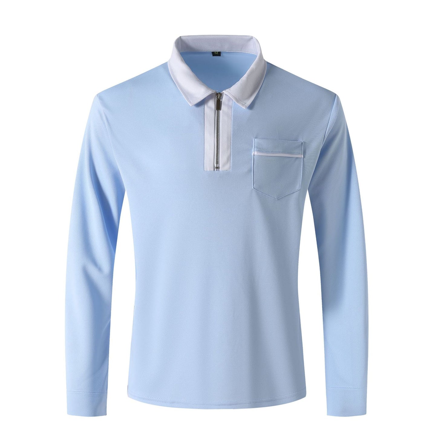 Autumn Mens Long Sleeve Zipper Polo Shirts Casual Lapel Collar Zip Up Henley Shirts Cotton Sports Golf Tennis T-Shirts With Pockets