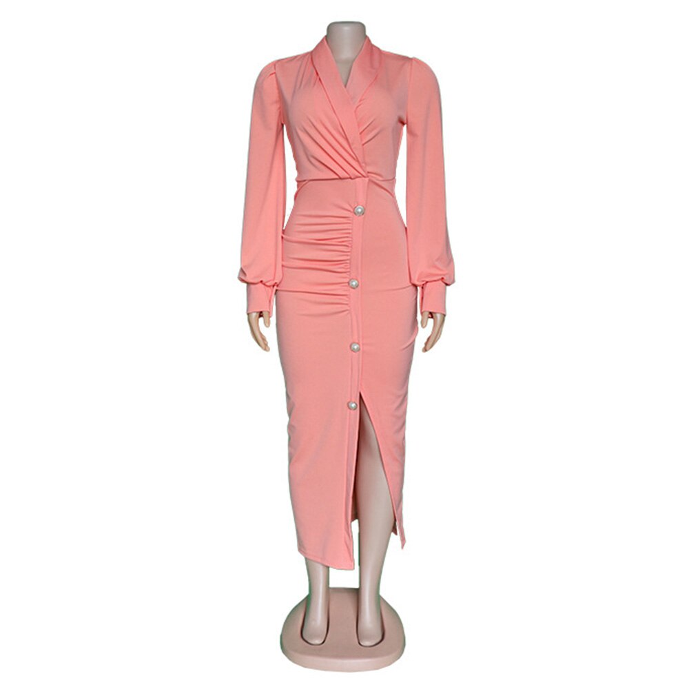 African Cute Woman   Long-sleeved Dress Office Dresses