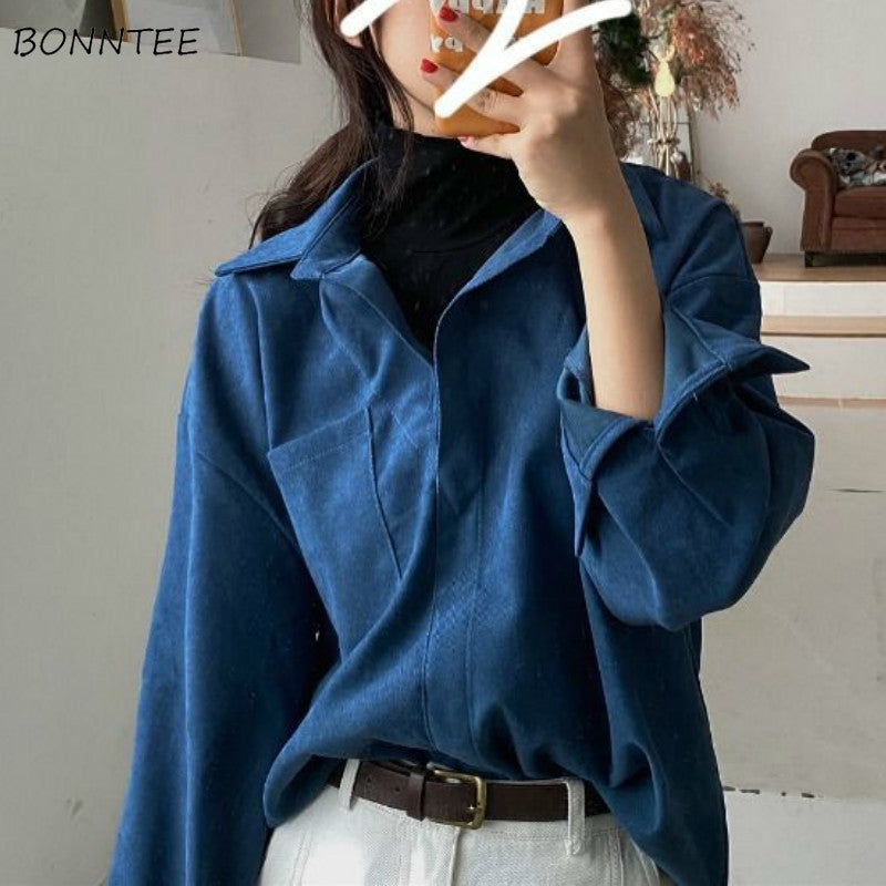 Design Sense Niche Shirts Retro Hong Kong Flavor Fake Two-piece Tops