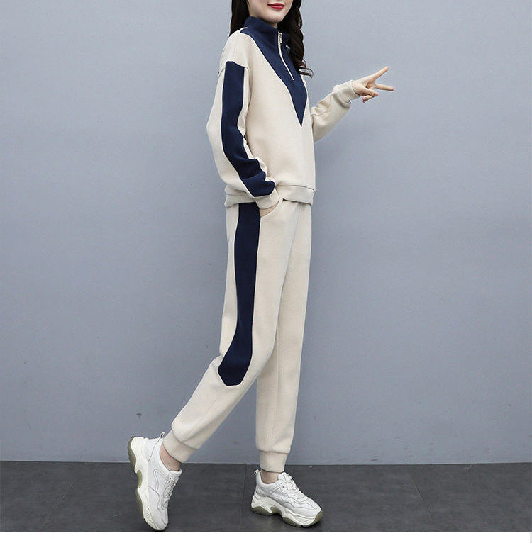 Thickened Velvet Sport Suit Women's Long-sleeved Sweater Casual Wear
