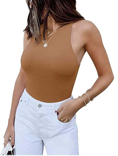 ReoRia Womens Sleeveless Halter Bodysuit