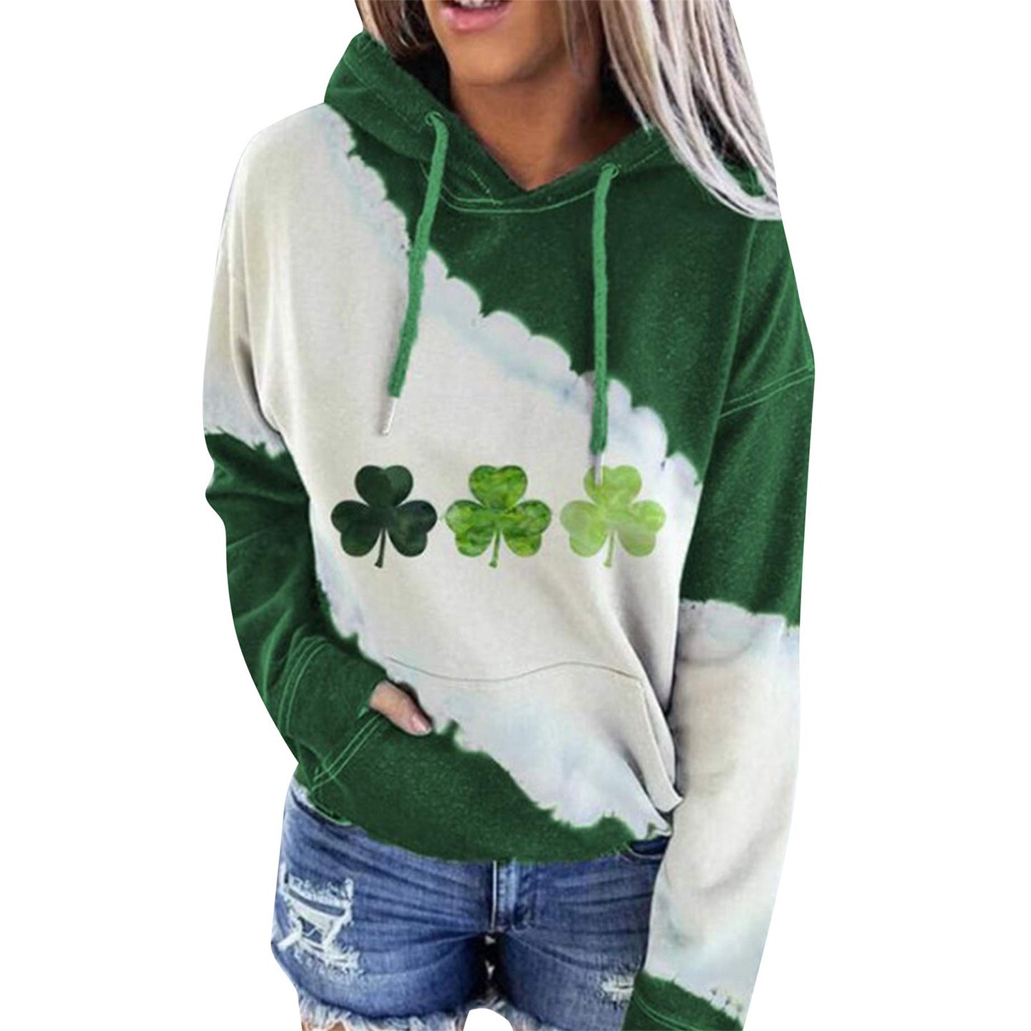 Women Sweatshirts Lucky Grass Print Streetwear Sweatshirts 