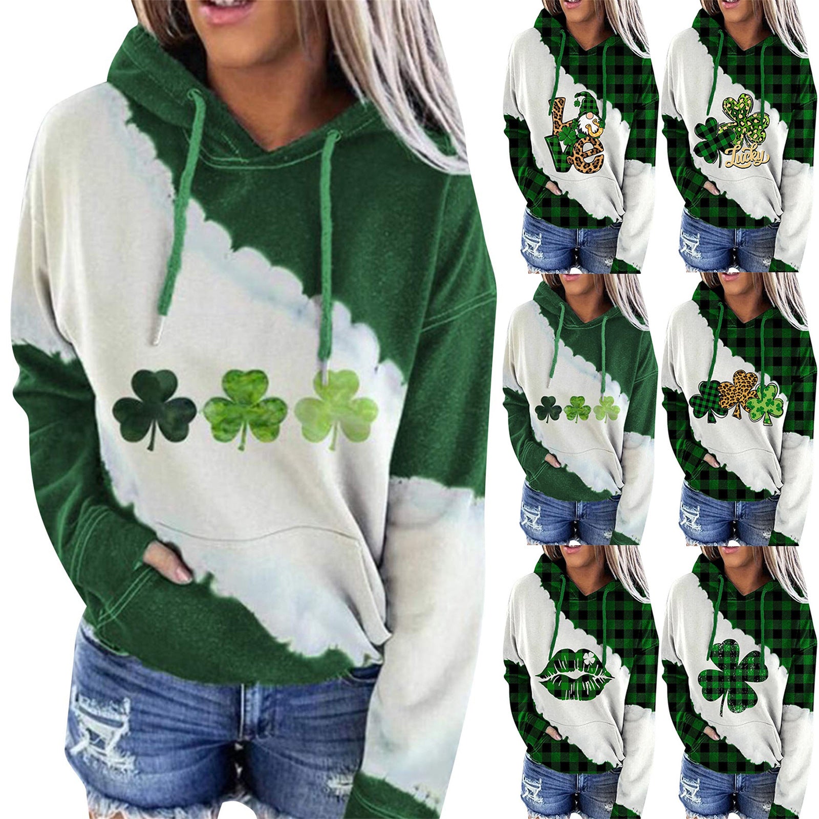 Women Sweatshirts Lucky Grass Print Streetwear Sweatshirts 