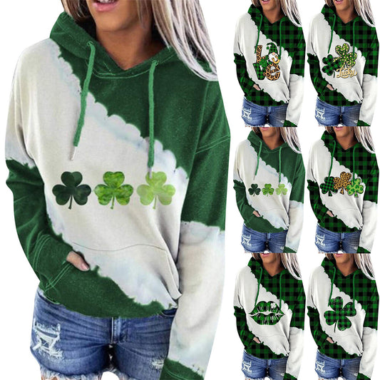 Women Sweatshirts Lucky Grass Print Streetwear Sweatshirts 
