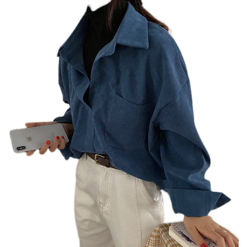 Design Sense Niche Shirts Retro Hong Kong Flavor Fake Two-piece Tops